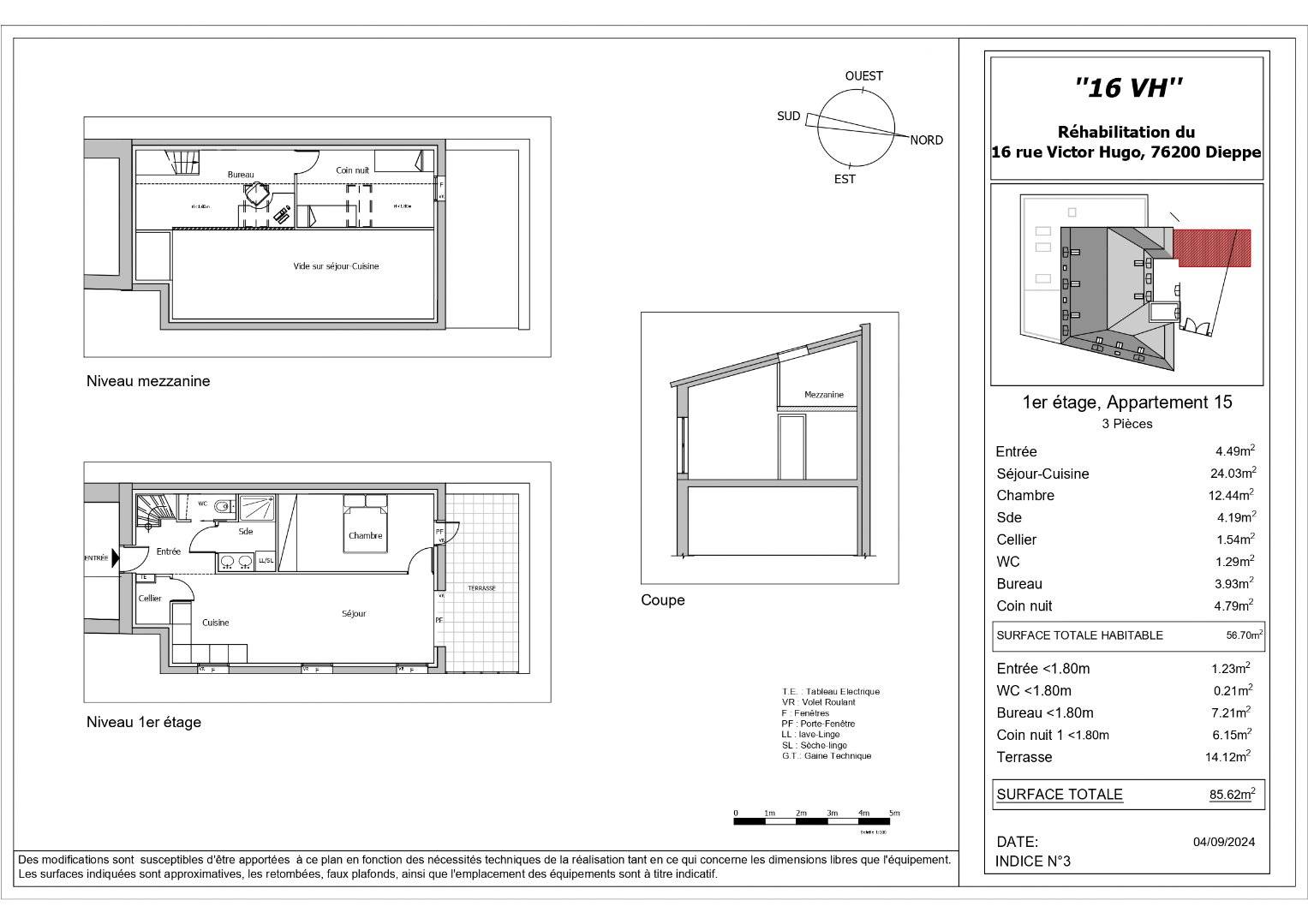 À vendre : Salon lumineux du Lot 15 - Spacieux duplex de 52.01 m² avec un salon accueillant, idéal pour toute la famille.